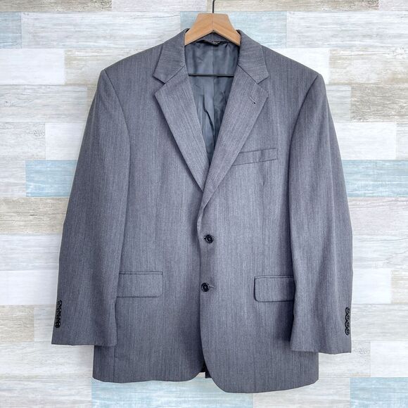 Jos A Bank Signature Wool Suit Gray Herringbone 40S Jacket 36S Pants - Picture 2 of 12
